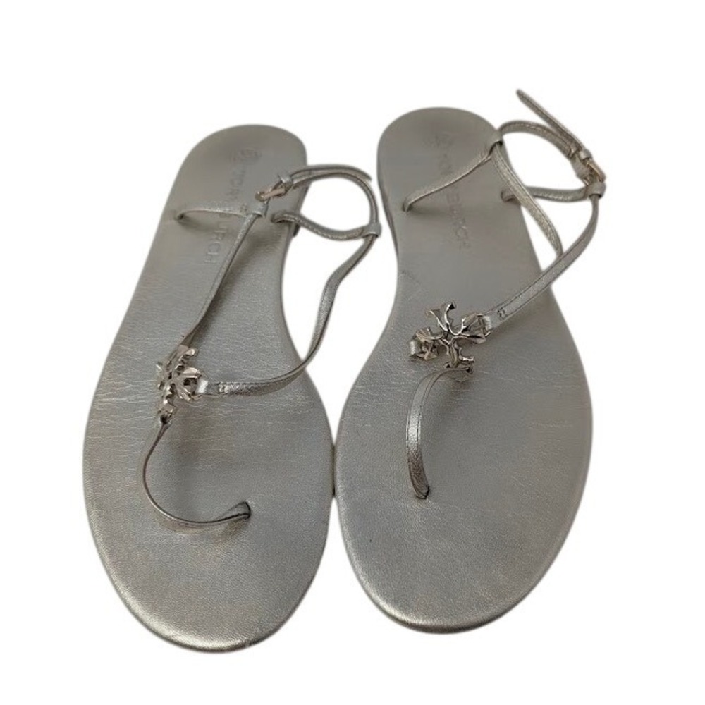 Tory Burch Capri Sandals Metallic Finish ankle straps Women's sz 8